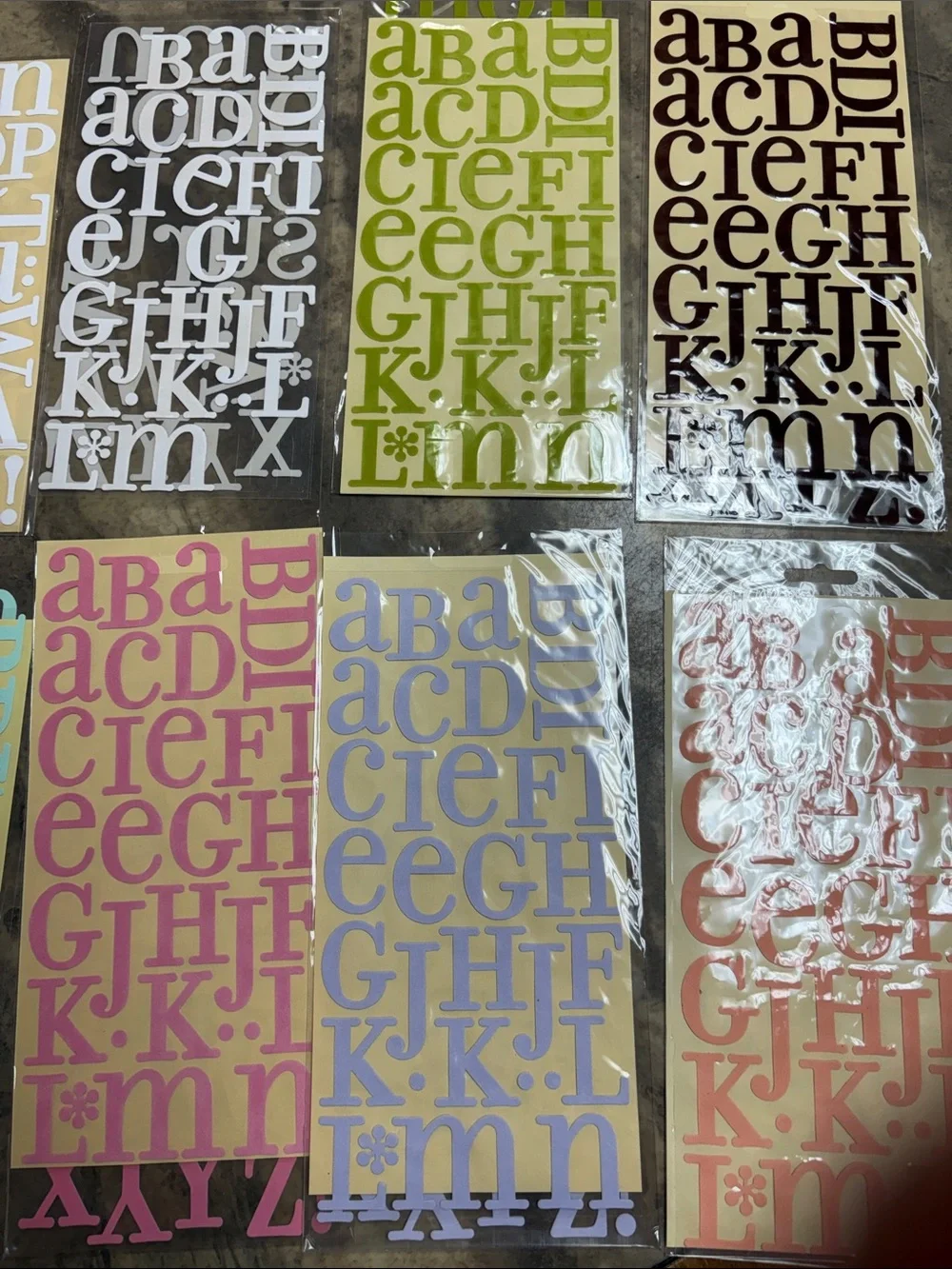 Scrapbooking flat Alphabet Sticker Sheets - Assorted Pastel lot 47